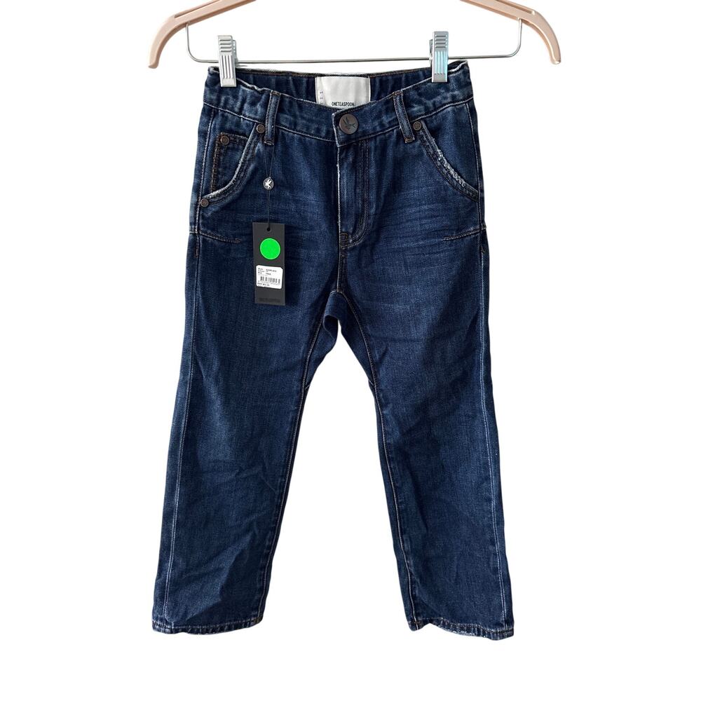 NWT One Teaspoon Girl’s Kids Sz 7-8 Straight Leg High Rise Indigo Denim Jeans